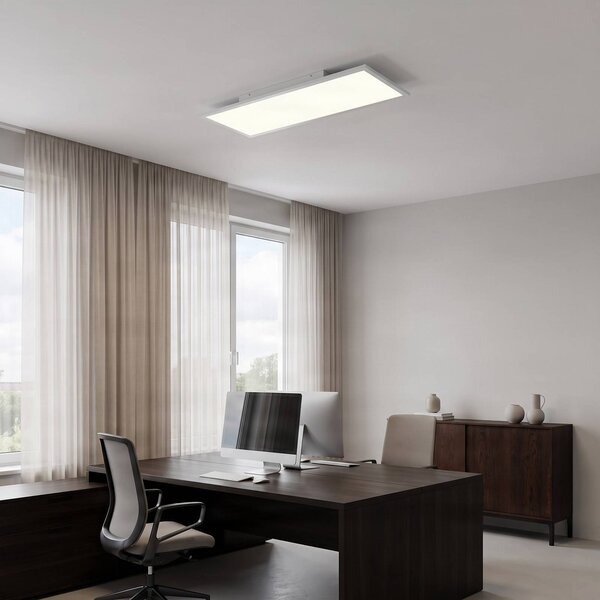 Lindby LED panel Quais, 80 x 30 cm, bílý, kov, 4 000K, Bílá / opál, Kuchyň, Hliník, Moderní