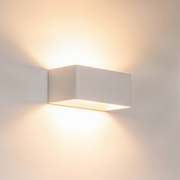 Arcchio LED nástěnné svítidlo Karam, 20 cm, bílé, kov, nahoru/dolů, Bílá / opál, Obývací pokoj / jídelna, Hliník, Moderní