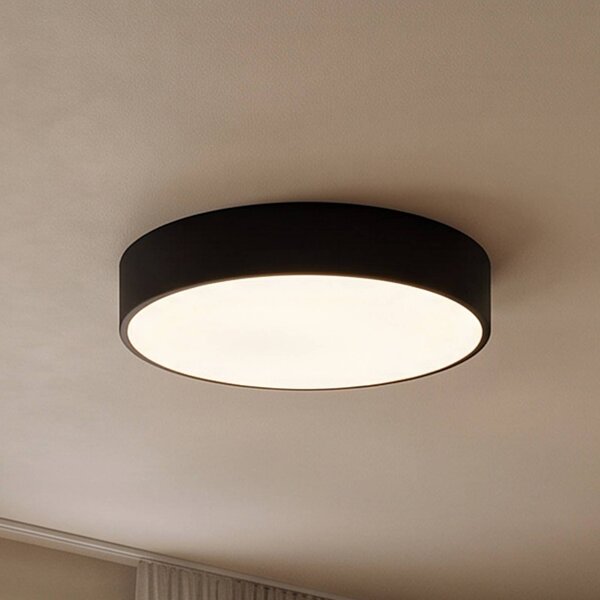 TEMAR LIGHTING Stropní světlo Cleo, Ø 40 cm, IP20, černá, kov, E27, stmívatelný, Černá, Obývací pokoj / jídelna, Moderní