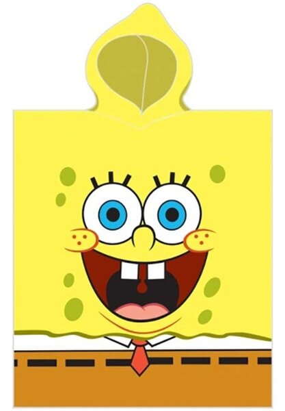 Dětské plážové pončo - osuška s kapucí SpongeBob - 100% bavlna - 50 x 115 cm