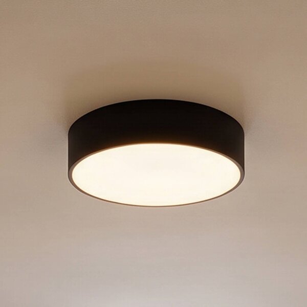 TEMAR LIGHTING Stropní světlo Cleo, Ø 30 cm, IP20, černá, kov, E27, stmívatelný, Černá, Obývací pokoj / jídelna, Moderní
