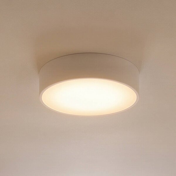 TEMAR LIGHTING Stropní světlo Cleo, Ø 30 cm, IP20, bílá, kov, E27, stmívatelný, Bílá / opál, Obývací pokoj / jídelna, Moderní