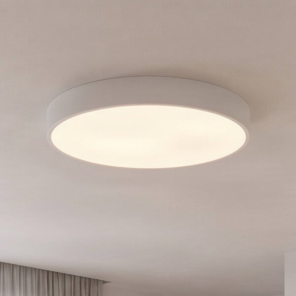 TEMAR LIGHTING Stropní svítidlo Cleo, Ø 60 cm, IP20, bílé, kov, E27, stmívatelný, Bílá / opál, Obývací pokoj / jídelna, Moderní