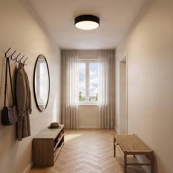 TEMAR LIGHTING Stropní světlo Cleo, Ø 30 cm, IP20, černá, kov, E27, stmívatelný, Černá, Obývací pokoj / jídelna, Moderní