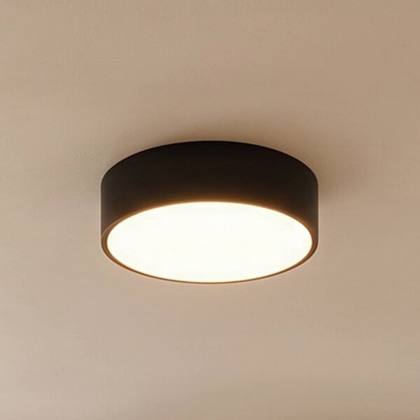 TEMAR LIGHTING Stropní světlo Cleo 300, IP54, Ø 30 cm černé, stmívatelný, Černá, Obývací pokoj / jídelna, kov, Moderní