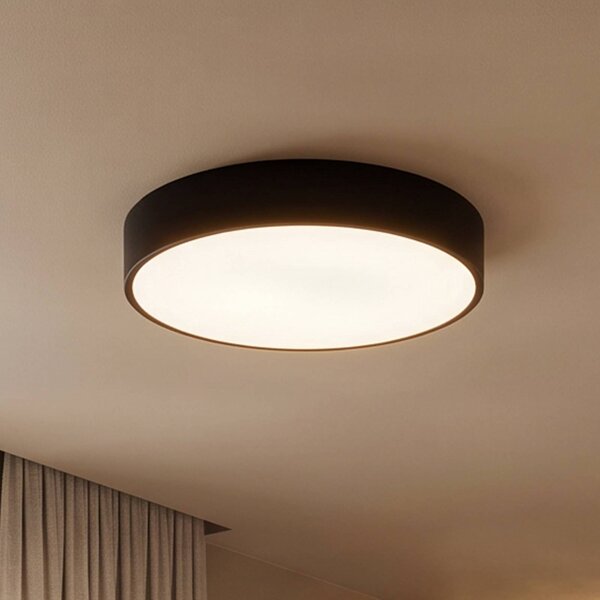 TEMAR LIGHTING Stropní světlo Cleo 400, IP54, Ø 40 cm černé, stmívatelný, Černá, Obývací pokoj / jídelna, kov, Moderní