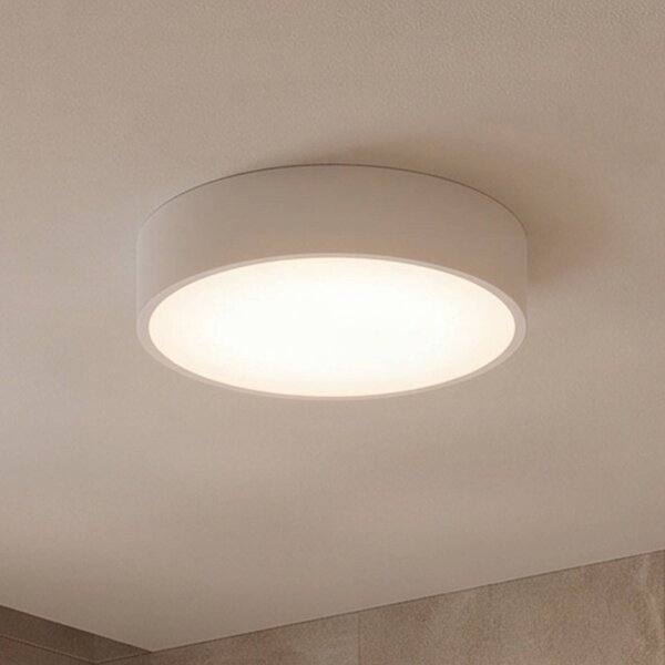 TEMAR LIGHTING Stropní světlo Cleo 300, IP54, Ø 30 cm bílé, stmívatelný, Bílá / opál, Obývací pokoj / jídelna, kov, Moderní