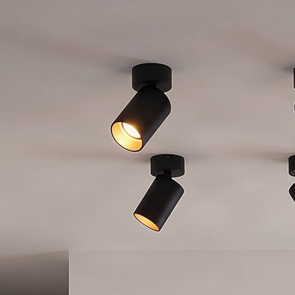 Arcchio Reflektor Brinja, sada 4 ks, černý, kulatý, Ø 6 cm, GU10, stmívatelný, Černá, Chodba, Hliník, Moderní