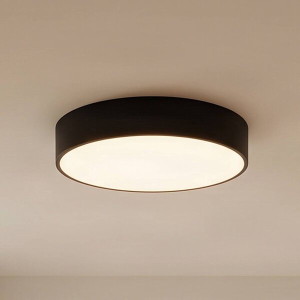 TEMAR LIGHTING Stropní světlo Cleo 400, černé, senzor, IP20, Ø 40 cm, kov, Černá, Obývací pokoj / jídelna, kov, Moderní