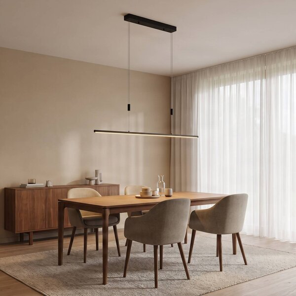 Lucande LED závěsné světlo Stakato, 120 cm, 6 žárovek, stmívatelné, stmívatelný, Černá, Obývací pokoj / jídelna, kov, Moderní