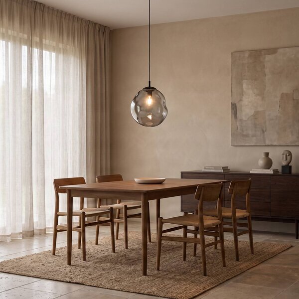 TK Lighting Skleněné závěsné svítidlo Sol, Ø 35 cm, černá/kouřově šedá, stmívatelný, Čirá / transparetní, Obývací pokoj / jídelna, Sklo, Moderní