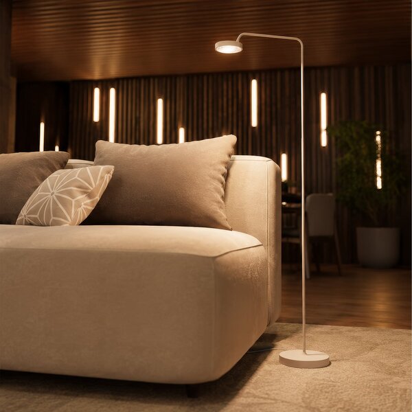 Stojací Lampa Sigor, Nivo, stmívatelné, Bílá, Obývací pokoj, Hliník, Moderní