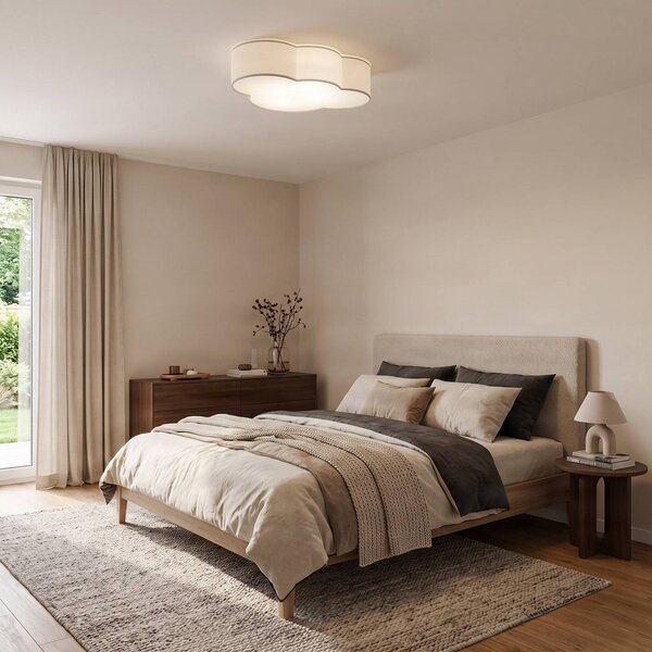 TK Lighting Stropní svítidlo Cloud, bílé, textilní, délka 62 cm, E27, 4 světla., stmívatelný, Bílá / opál, Obývací pokoj / jídelna, Textil / tkanina / hedvábí, Young lifestyle