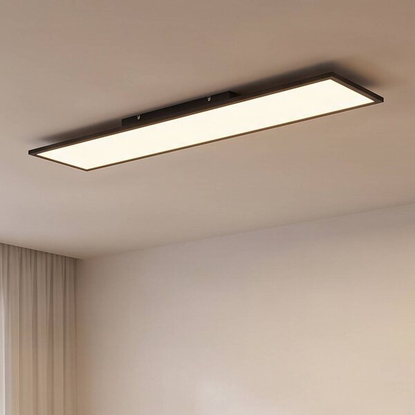 Lindby LED panel Lamin, černý, 120 cm, stmívatelný, dálkové ovládání, stmívatelný, Černá, Obývací pokoj / jídelna, Moderní