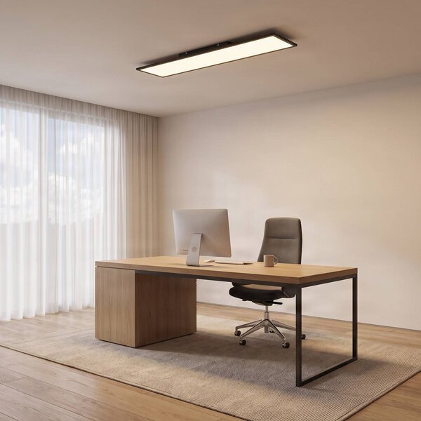 Lindby LED panel Lamin, černý, 120 cm, stmívatelný, dálkové ovládání, stmívatelný, Černá, Obývací pokoj / jídelna, Moderní