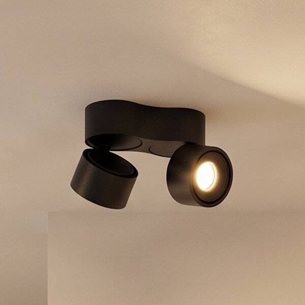 Arcchio LED stropní bodové světlo Rotari, 1240 lm, 2-křídlé, černé, stmívatelný, Černá, Obývací pokoj / jídelna, Hliník, Moderní