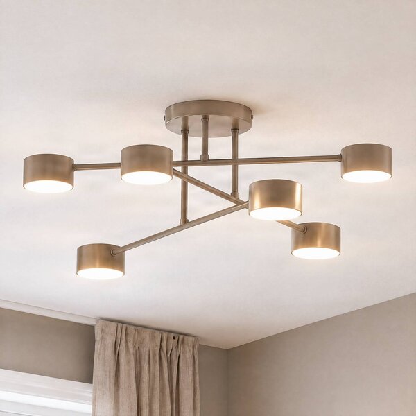 EMIBIG LIGHTING Stropní světlo HALO, béžové, Ø 60 cm, 6žárovkové, kovové, GX53, stmívatelný, Krémová / jantar, Obývací pokoj / jídelna, kov, Moderní, Stropní půlkruhové světlo s prostorem