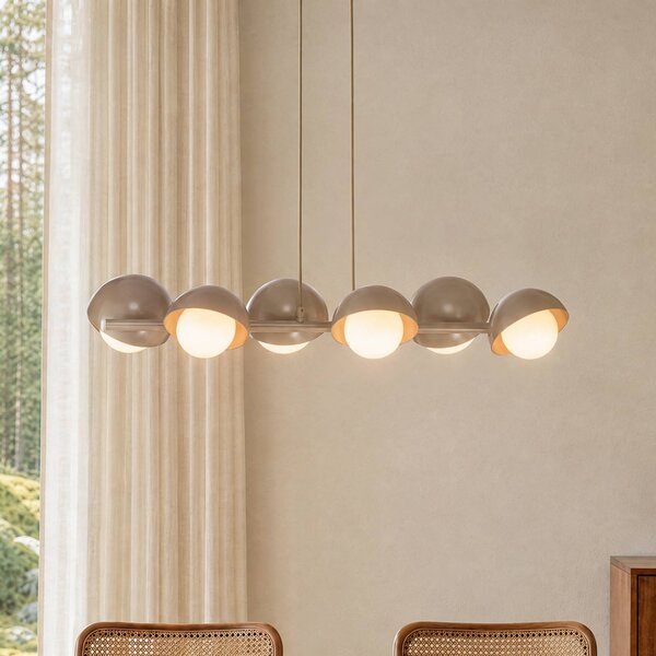 EMIBIG LIGHTING Závěsné světlo BOOM, béžové, délka 88 cm, 6žárovkové, kov/sklo, stmívatelný, Krémová / jantar, Obývací pokoj / jídelna, kov, Moderní