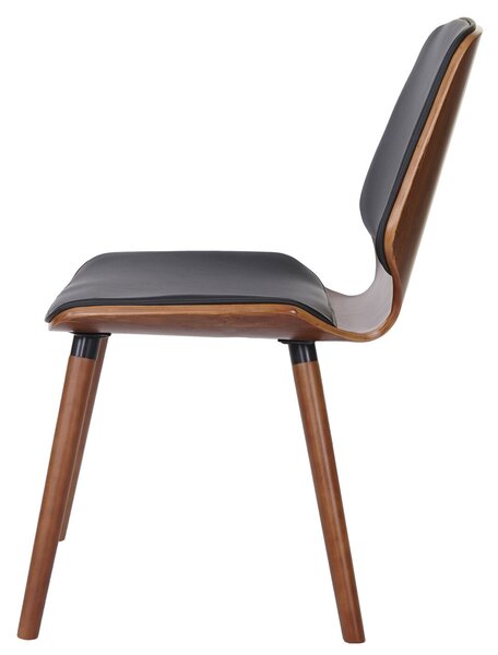 Sada 6 jídelních židlí HWC-B16, dřevěný ohýbaný retro design vzhled ořechu, certifikováno umělá kůže černá
