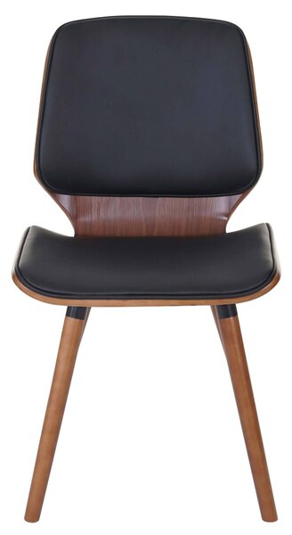 Sada 6 jídelních židlí HWC-B16, dřevěný ohýbaný retro design vzhled ořechu, certifikováno umělá kůže černá
