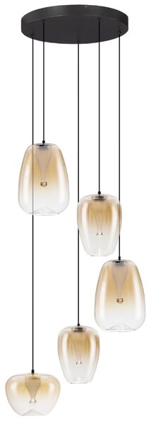 Nova Luce Jantarově hnědé skleněné závěsné světlo Oblo 47 cm