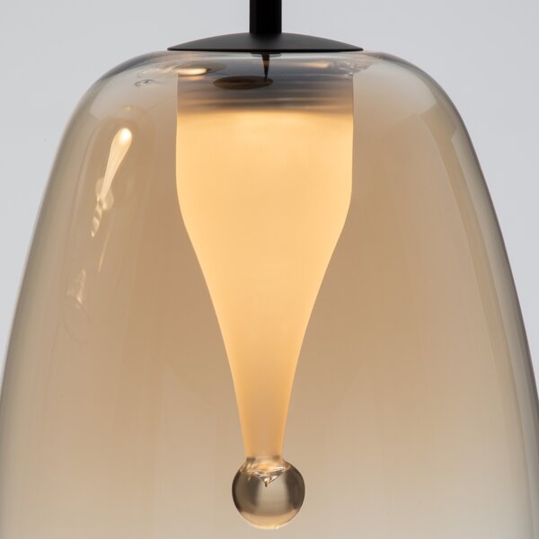Nova Luce Jantarově hnědé skleněné závěsné světlo Oblo 41 cm