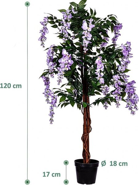 PLANTASIA 85195 Umělý strom Vistárie 120 cm, modrofialové květy