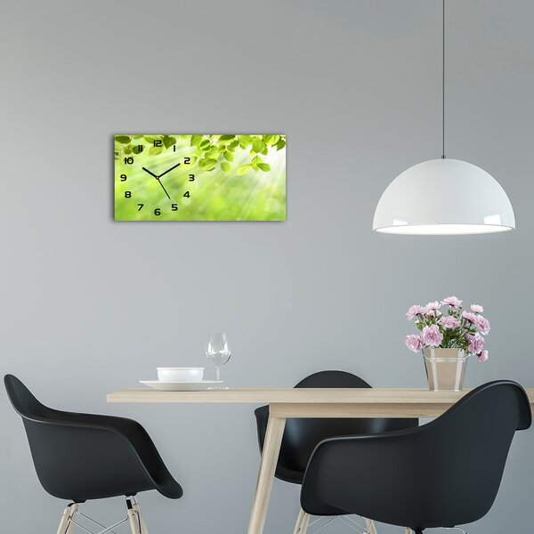 Moderní skleněné hodiny na stěnu Listí pl_zsp_60x30_f_103988328