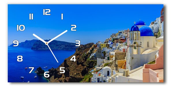 Skleněné hodiny na stěnu Santorini Řecko pl_zsp_60x30_f_103926529