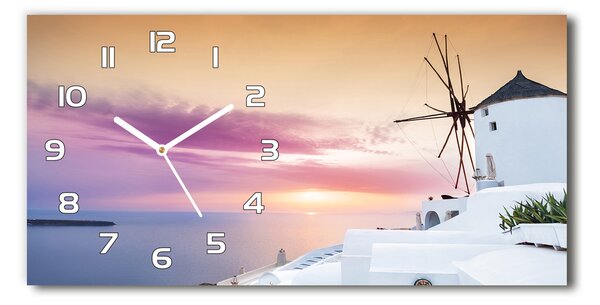 Skleněné hodiny na stěnu Santorini Řecko pl_zsp_60x30_f_104622811