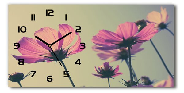 Skleněné hodiny na stěnu tiché Růžové květiny pl_zsp_60x30_f_104707608