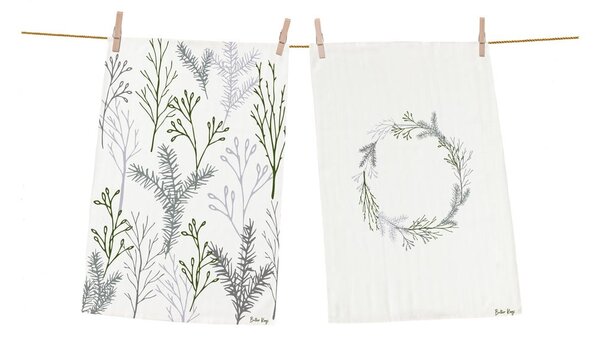 Bavlněné utěrky v sadě 2 ks 50x70 cm Christmas Twigs – Butter Kings