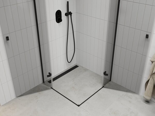 Mexen Roma Duo sprchový kout 70 x 70 cm, 6mm sklo, čiré sklo/černý profil, 854-070-070-70-00-02