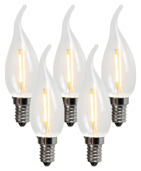 Sada 5 LED vláknových svíček E14 BXS35 1W 100LM 2200K