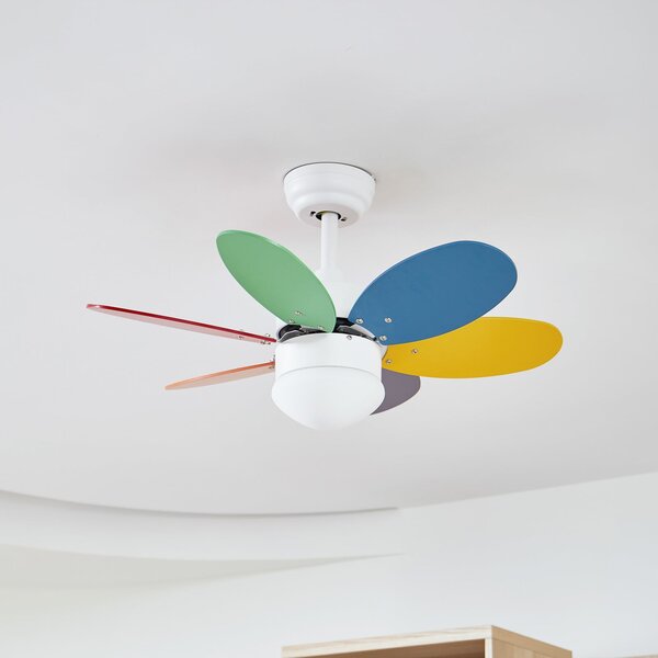 Stropní ventilátor Litur se světlem, tichý, Ø 77 cm, E27 – Lindby Lindby, Litur, Vícebarevná, Obývací pokoj, Dřevo, Moderní