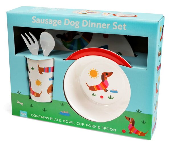 Dětská jídelní sada 5 ks Sunny Sausage Dog – Rex London
