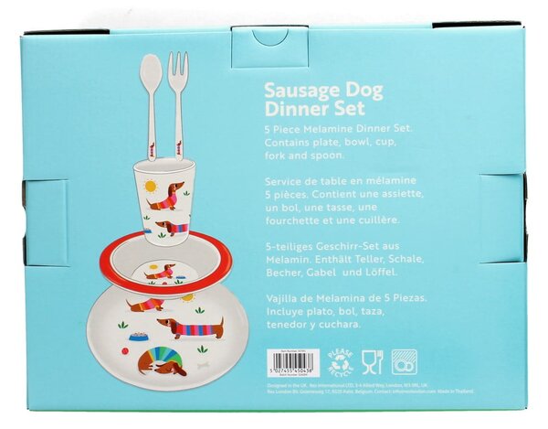 Dětská jídelní sada 5 ks Sunny Sausage Dog – Rex London