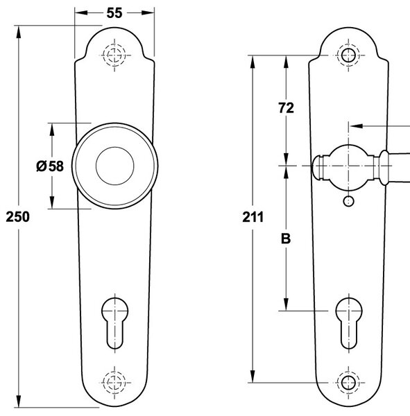 Galbusera 4350 PZ - 72 mm, antická černá, koule/klika levá