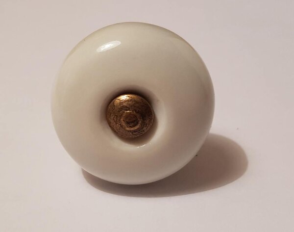PORCELÁNOVÁ KNOPKA HLADKÁ Ø 32mm + šroub dle výběru ŠROUB: Antik (tmavě hnědý) - délka 6cm