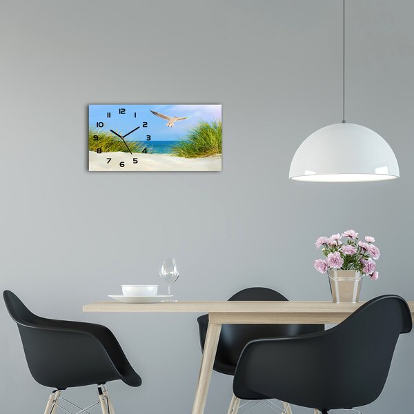 Skleněné hodiny na stěnu tiché Racek na pláži pl_zsp_60x30_f_109828063