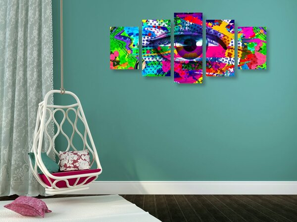 5-dílný obraz lidské oko v pop-art stylu
