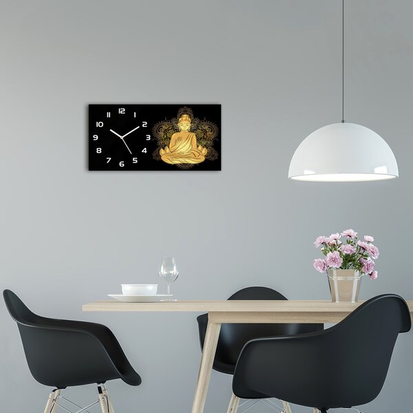 Skleněné hodiny na stěnu tiché Sedící budha pl_zsp_60x30_f_112221840
