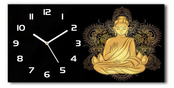 Skleněné hodiny na stěnu tiché Sedící budha pl_zsp_60x30_f_112221840