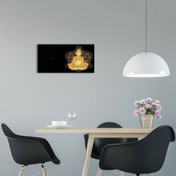 Skleněné hodiny na stěnu tiché Sedící budha pl_zsp_60x30_f_112221840