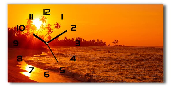 Skleněné hodiny na stěnu Západ slunce pláž pl_zsp_60x30_f_112375136