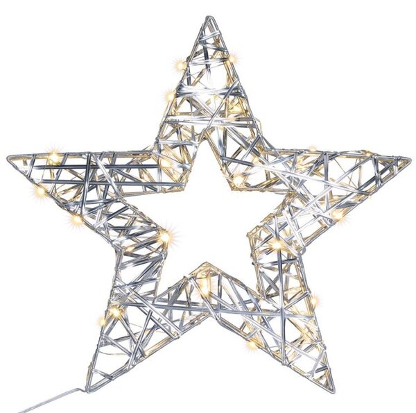 Vánoční hvězda s časovačem teple bílá, 30 LED, 40 cm