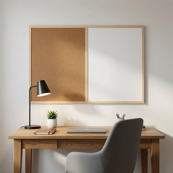 Toptabule.sk Kombinovaná tabule bílá v dřevěném rámu CLASSIC 60x40 cm