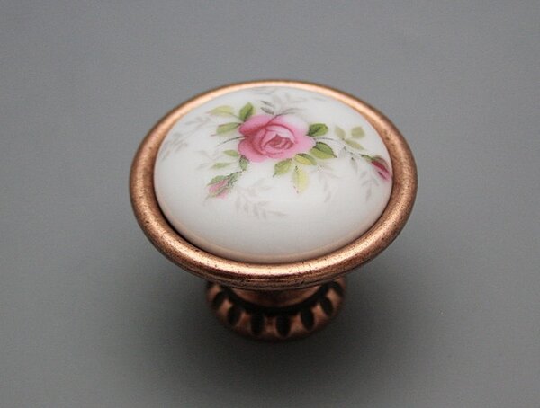 KNOPKA MOSAZ - PORCELÁN (BÍLÝ) Ø 40mm CUNARV145