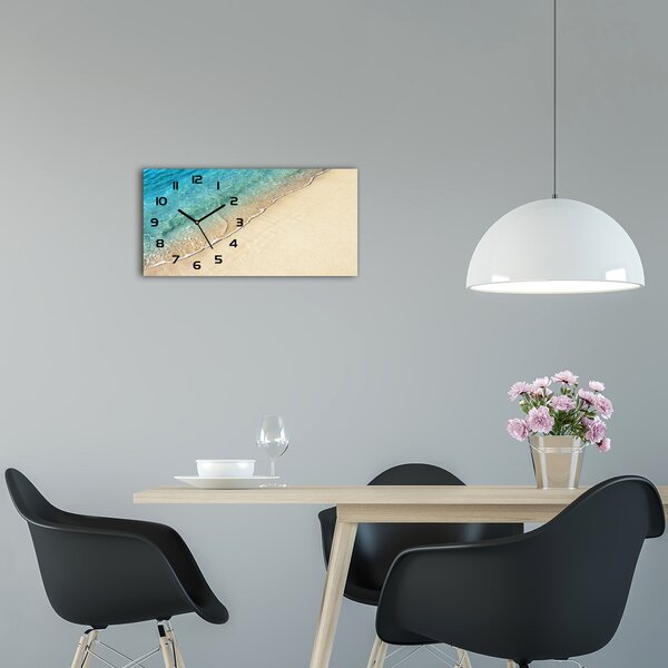Skleněné hodiny na stěnu tiché Vlna na pláži pl_zsp_60x30_f_115691899