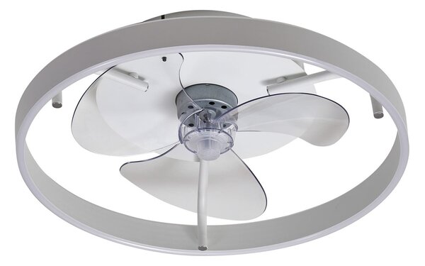 Stropní ventilátor Momitu s LED osvětlením, bílý, hliník, Ø 50 cm – Lindby Lindby, Momitu, stmívatelné, Bílá, Obývací pokoj, Hliník, Moderní